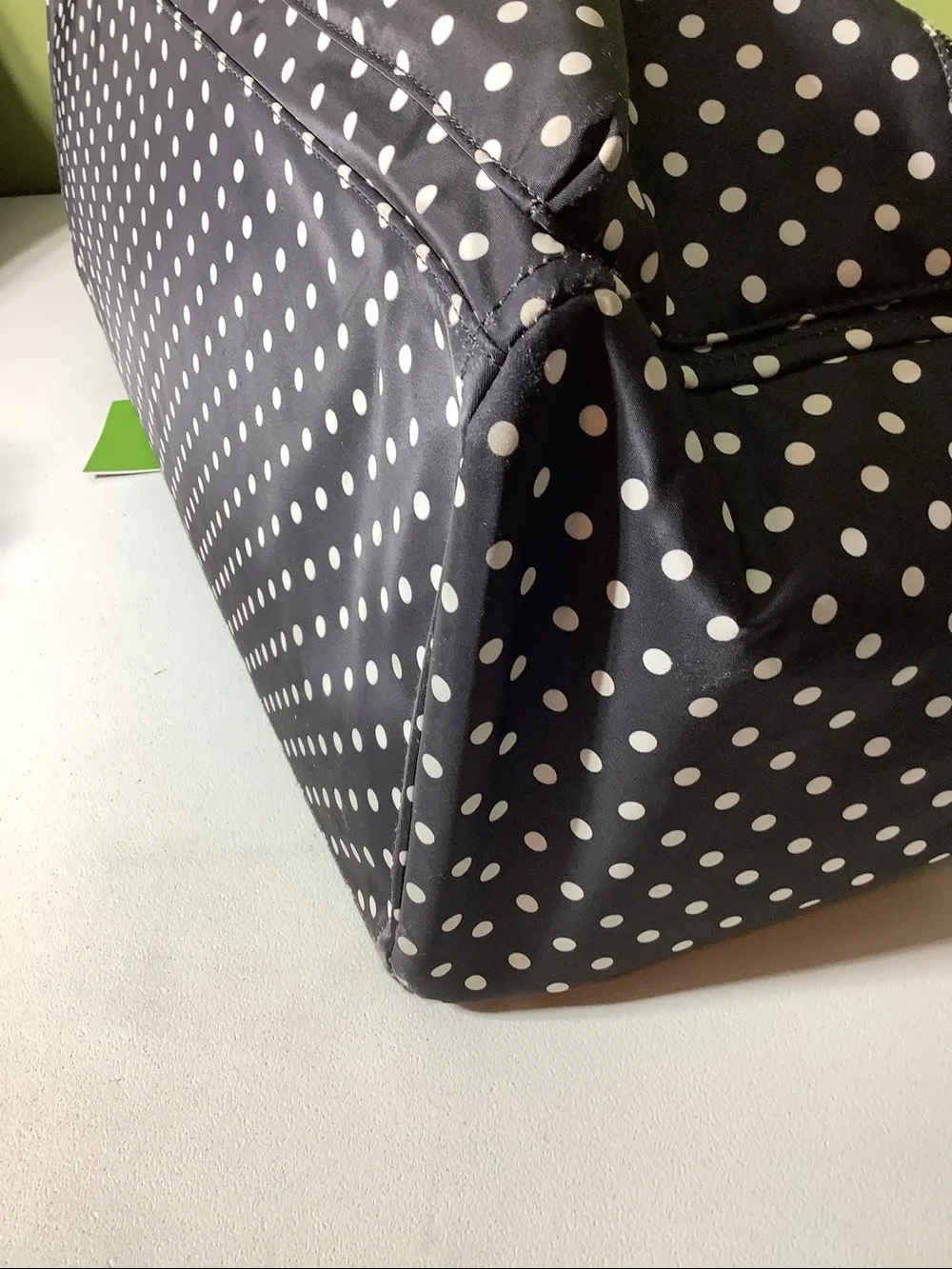 Kate Spade NY nylon black with white polka dots travel/weekender/duffle bag